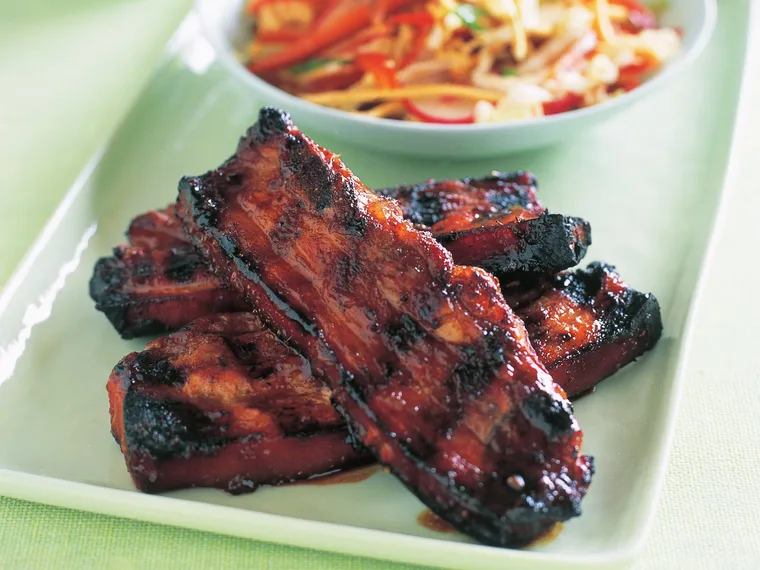 FIVE-SPICE PORK BELLY RIBS WITH CRUNCHY NOODLE SALAD