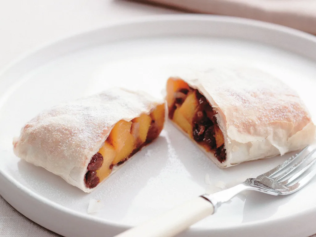 spiced stone fruit strudel