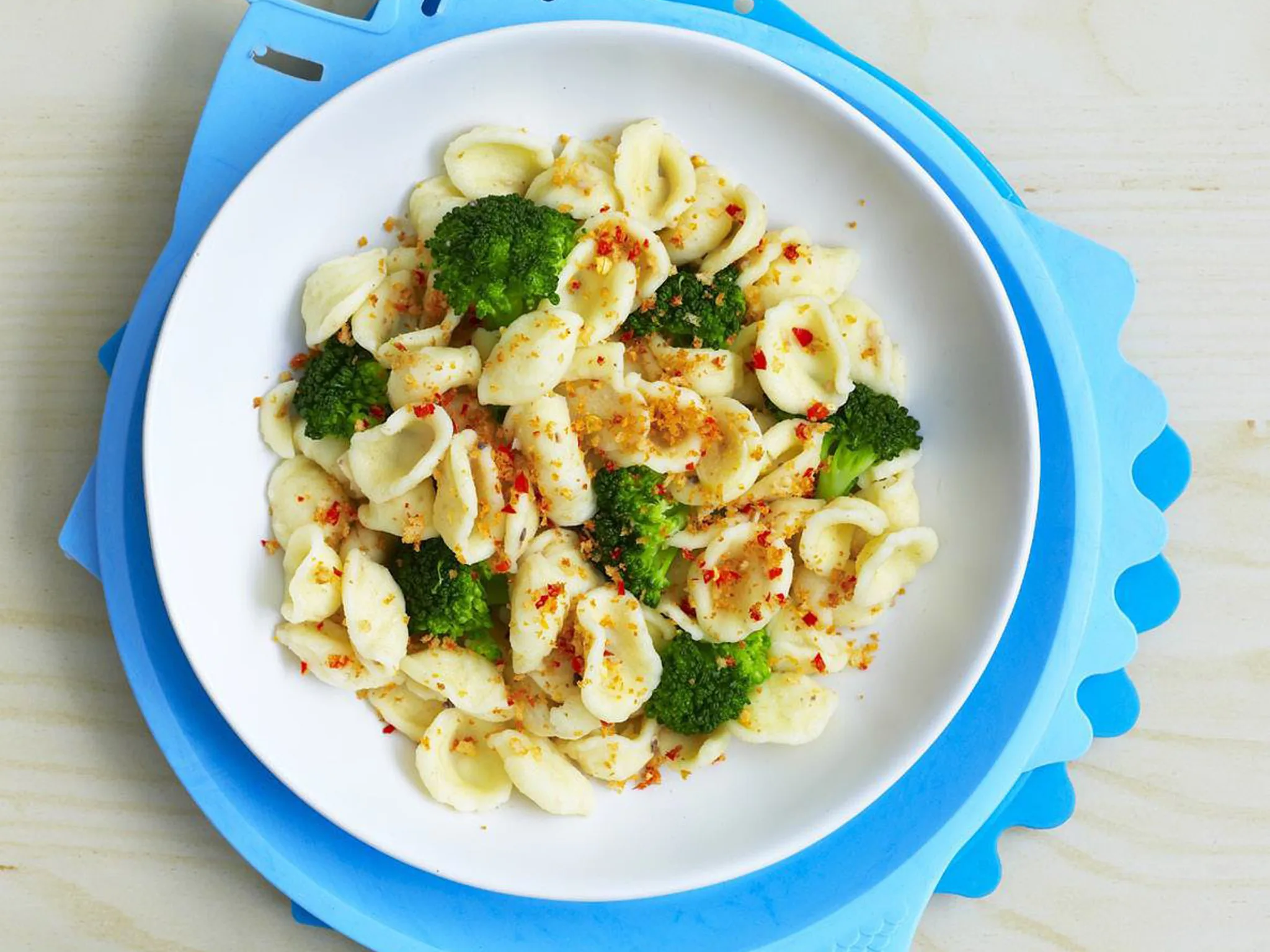 orecchiette with broccoli, anchovies and chilli crumbs