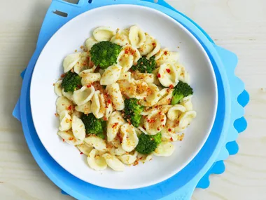 orecchiette with broccoli, anchovies and chilli crumbs