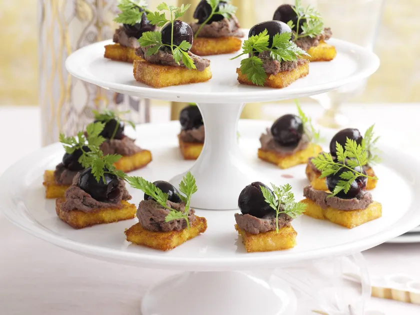 Chicken and Port Pâté on Polenta Crisps