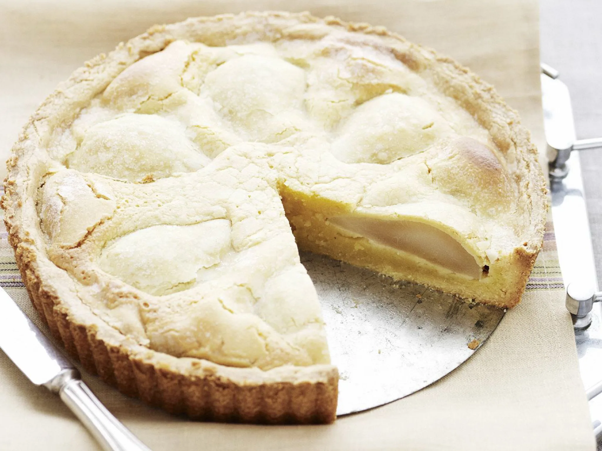 pear, brandy and almond tart