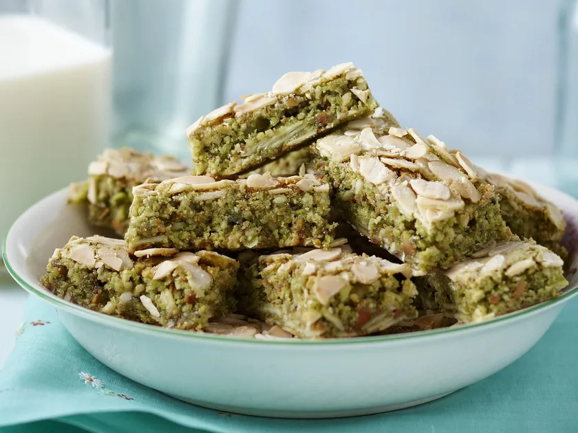 Chewy pistachio and almond slice | Women's Weekly Food