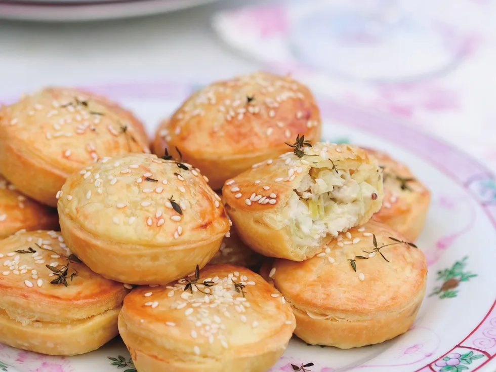 mini chicken, celery and thyme pies