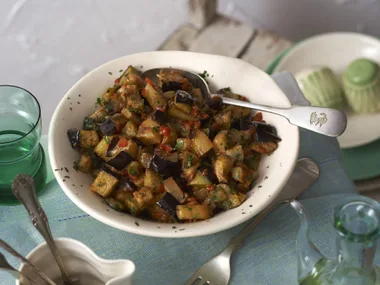Eggplant and capsicum with preserved lemon