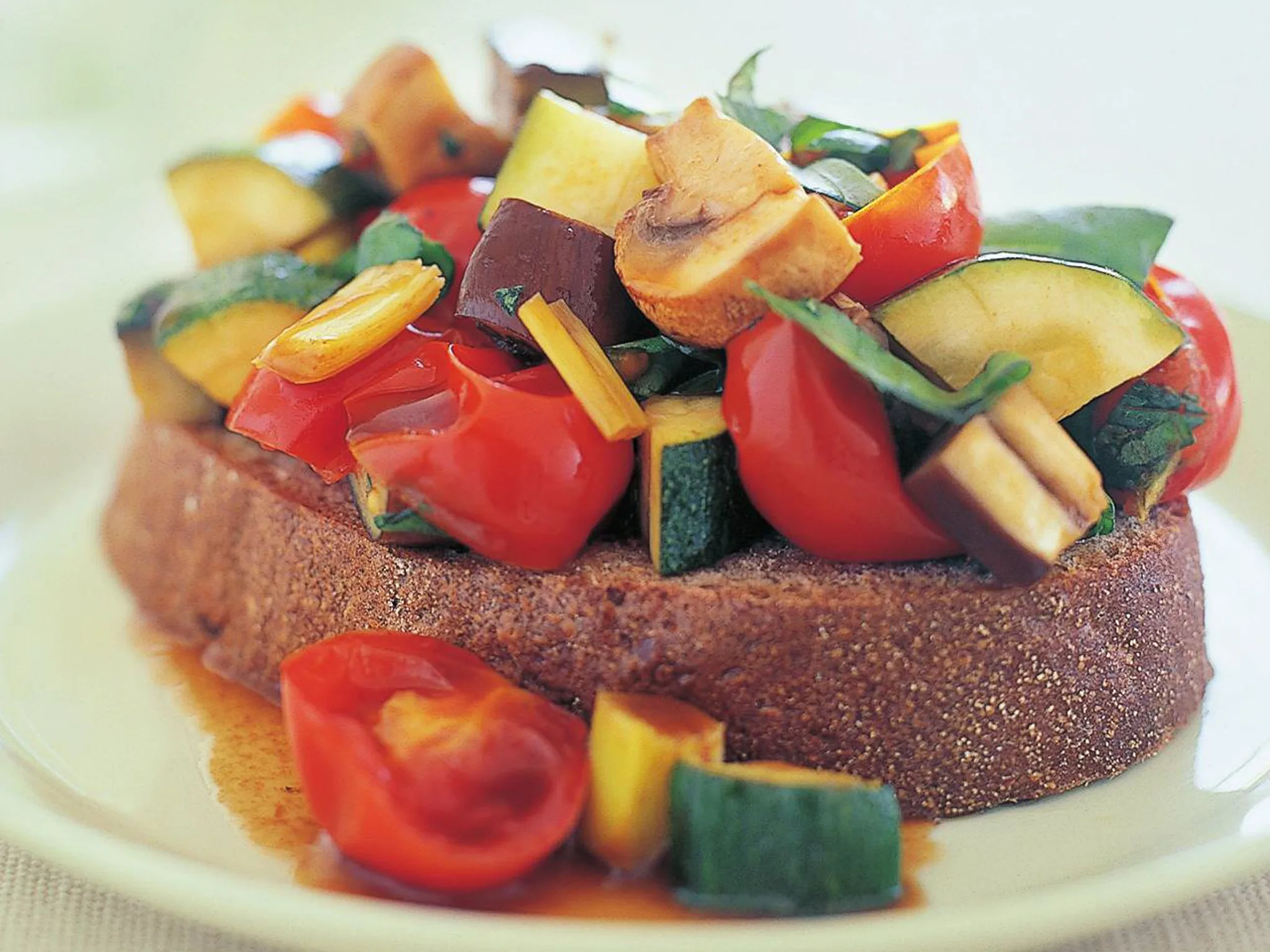 roasted ratatouille with rye toast