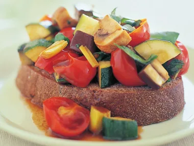 roasted ratatouille with rye toast