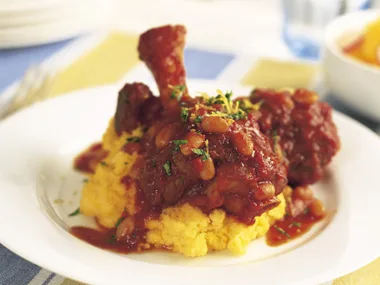 moroccan lamb shanks with polenta & white beans