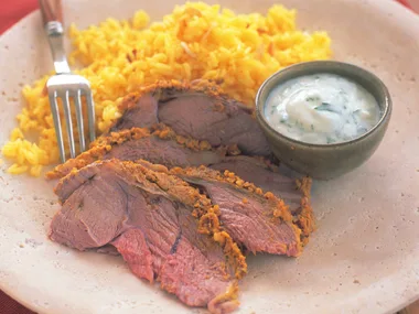 Raan with coriander yogurt