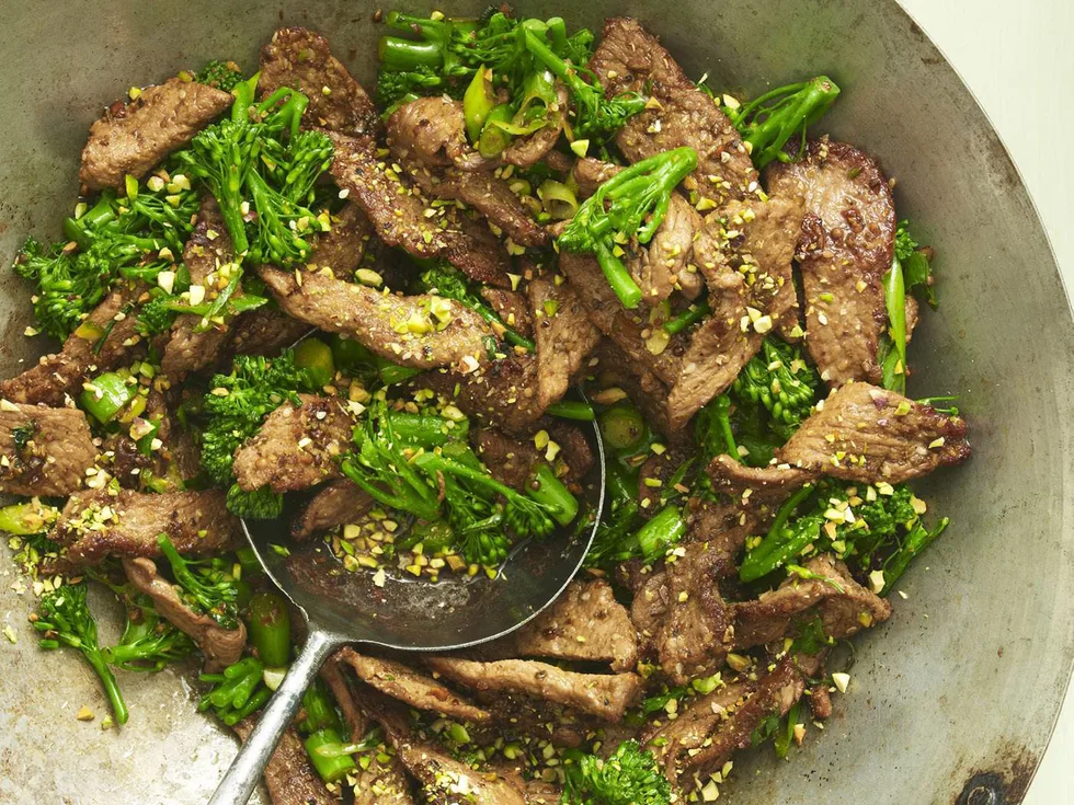 NUTTY BEEF WITH BROCCOLINI