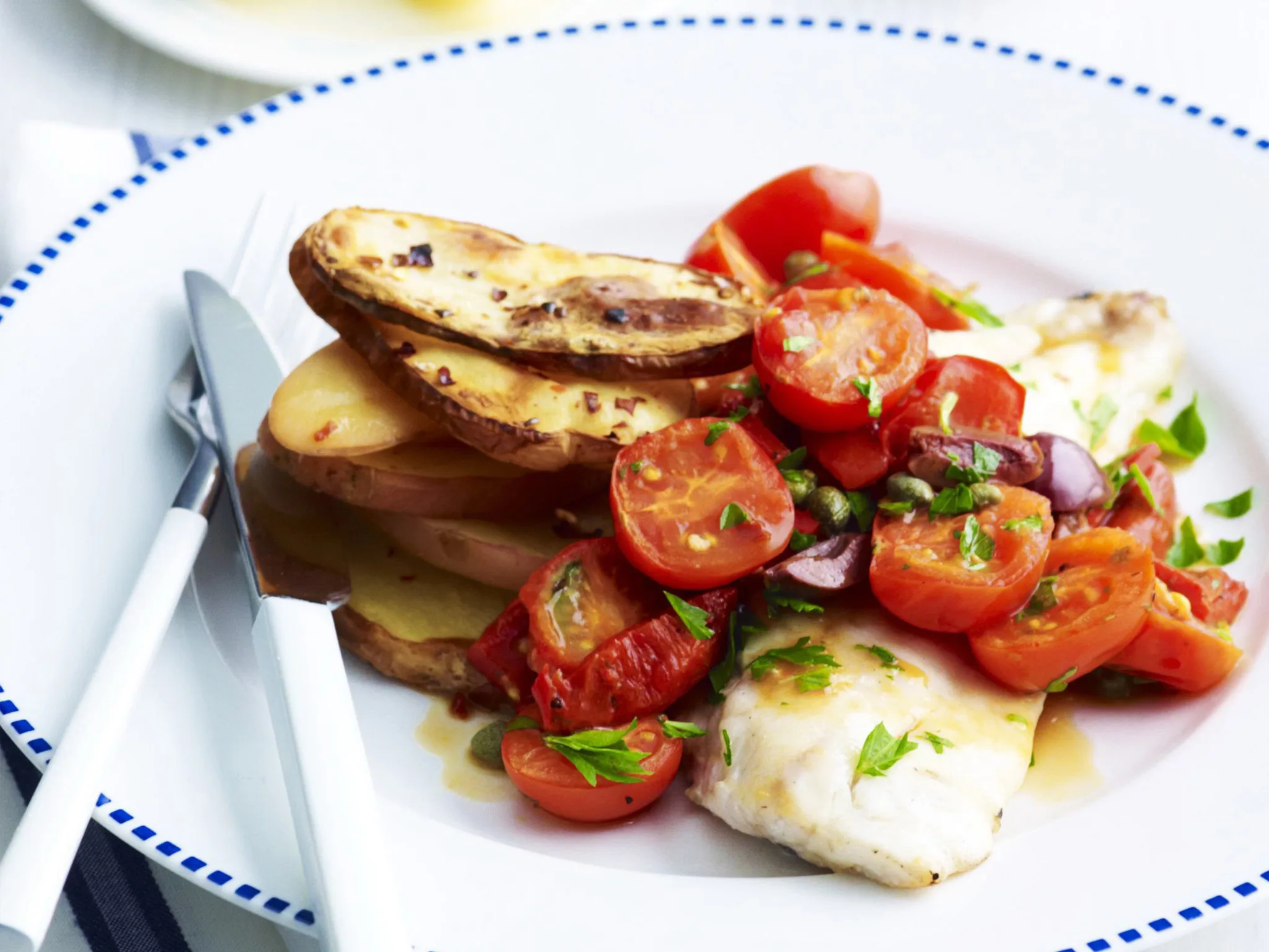 baked fish fillets with roasted potatoes