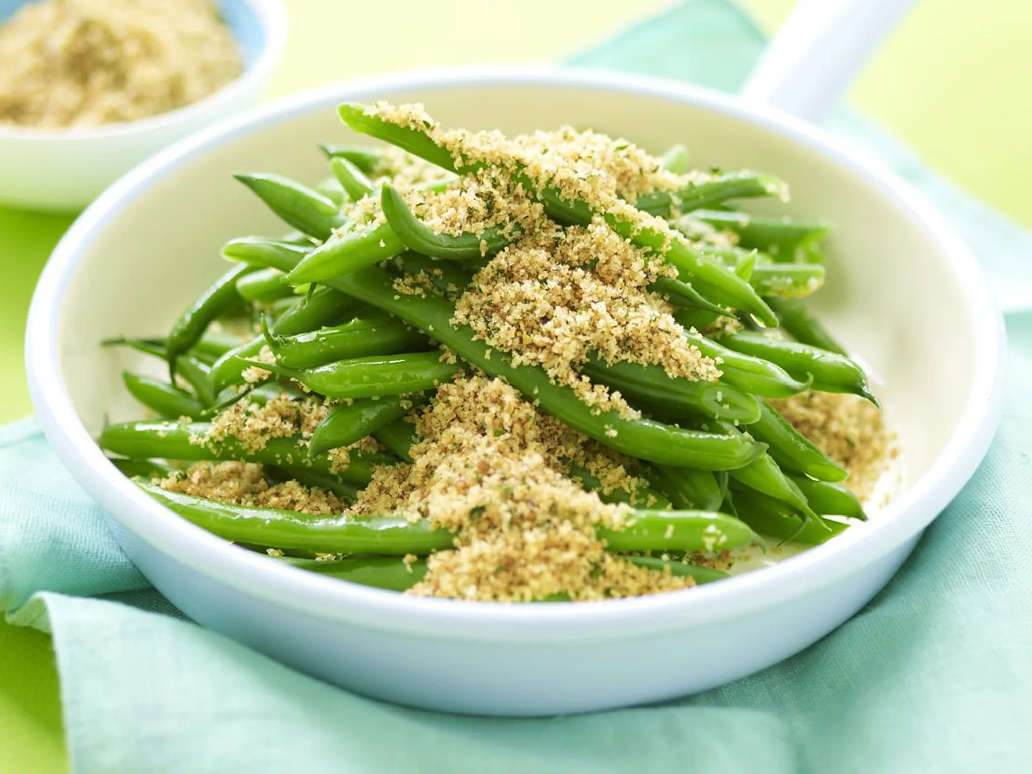 baby beans with parsley crumbs