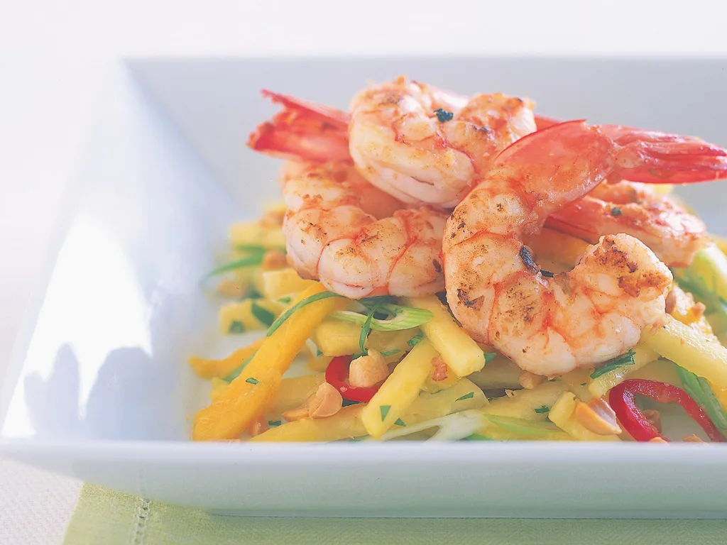 stir-fried prawns with pineapple and chilli salad