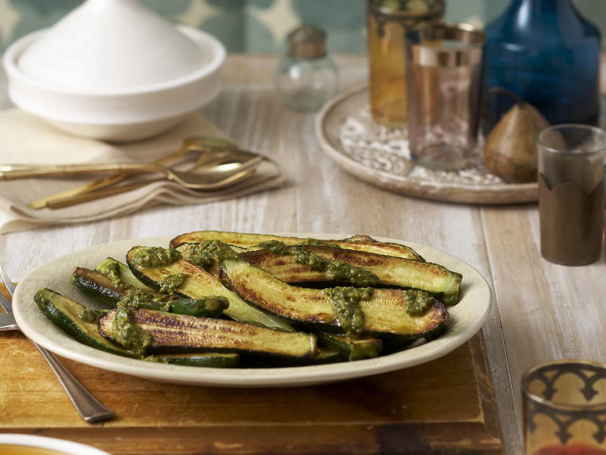 Zucchini with chermoulla dressing
