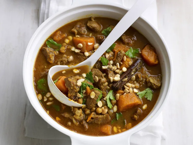 slow-cooked moroccan lamb withkumara and raisins