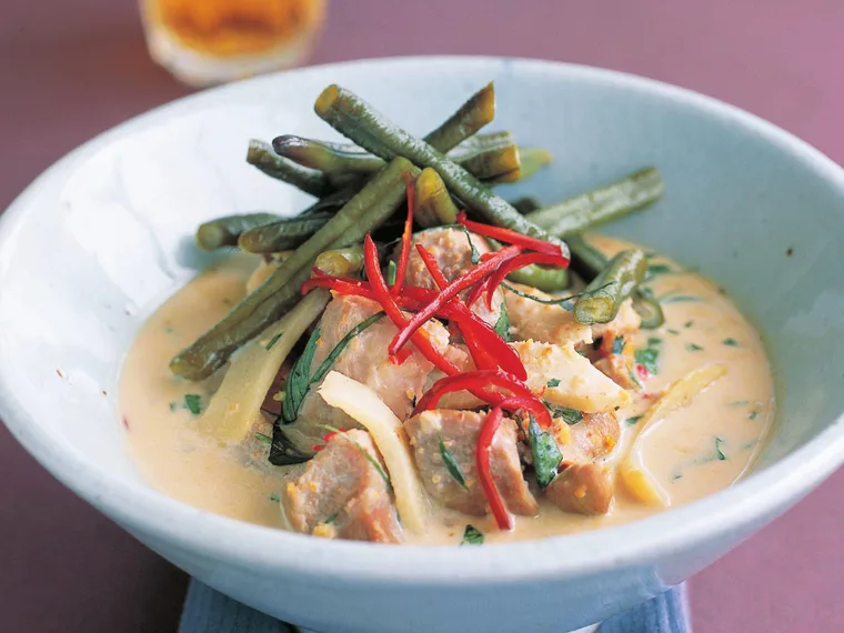 Thai pork curry with pickled snake beans
