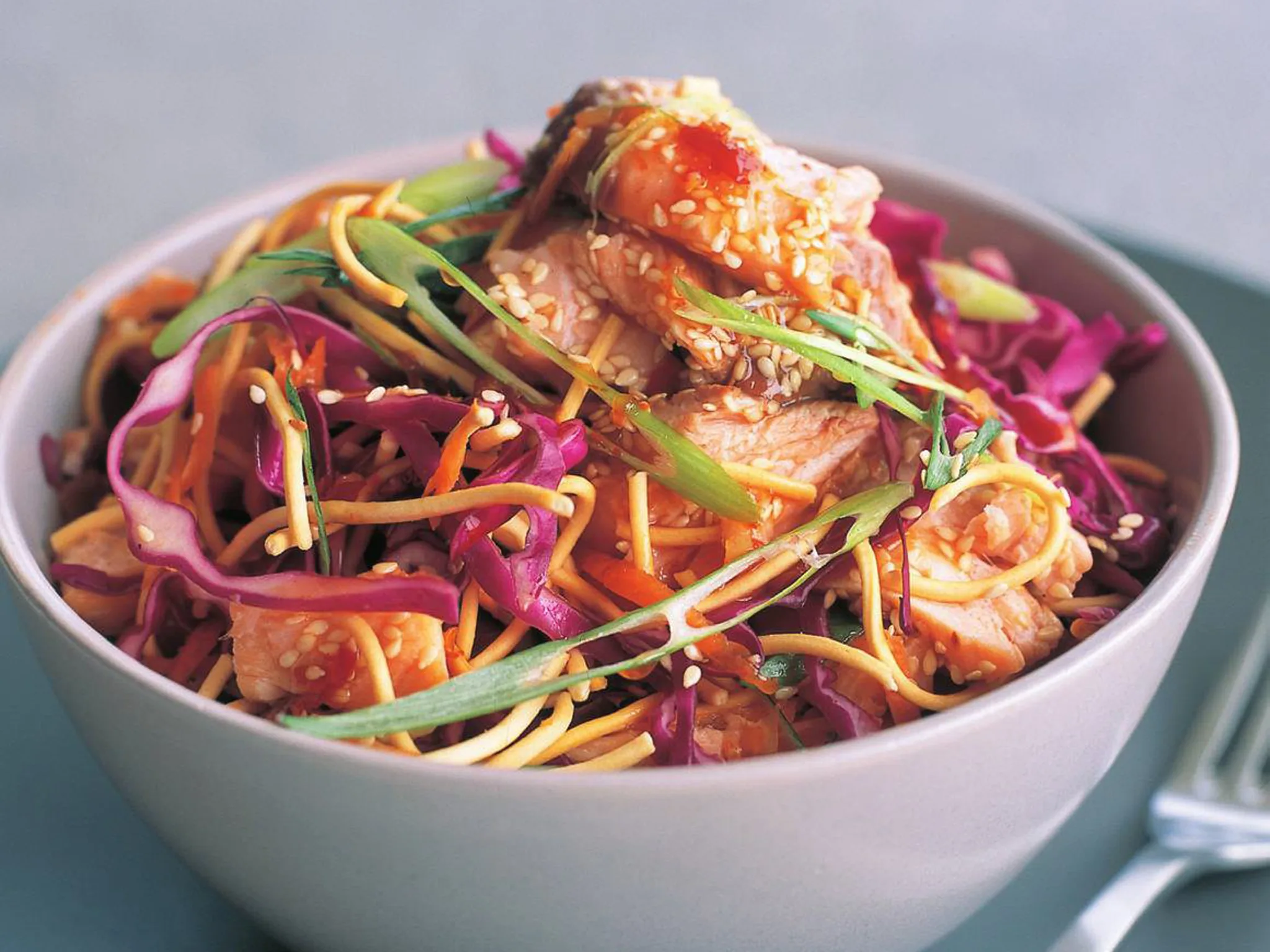 smoked trout and crisp noodle salad