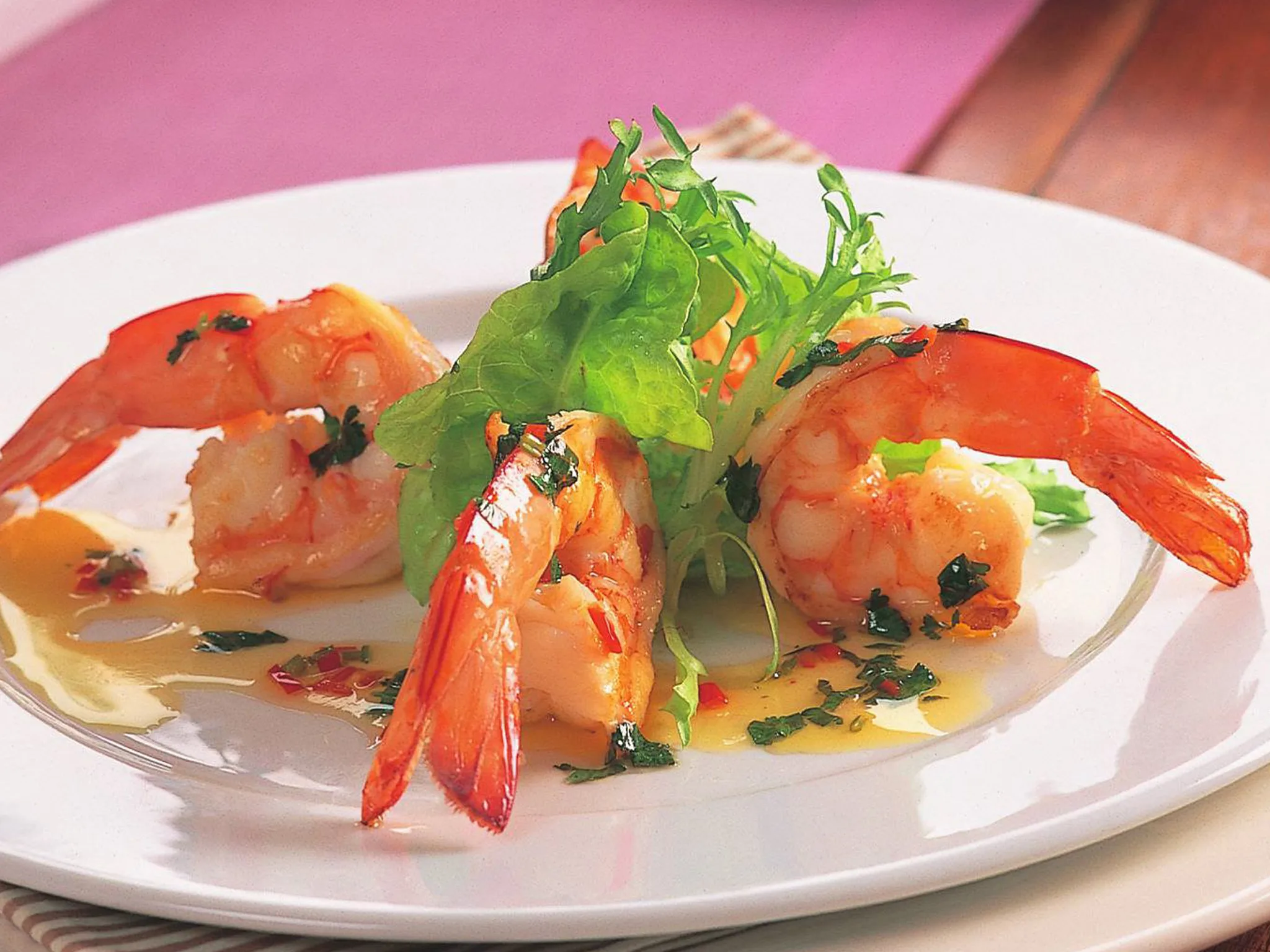 Prawns with chilli, coriander and lime butter