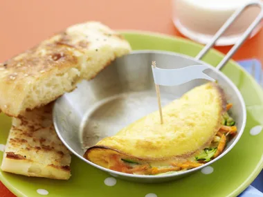 zucchini, carrot and cheese omelettes