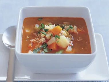 Hearty winter vegetable soup with couscous