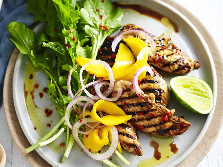 SWEET CHILLI CHICKEN WITH MANGO LIME SALAD