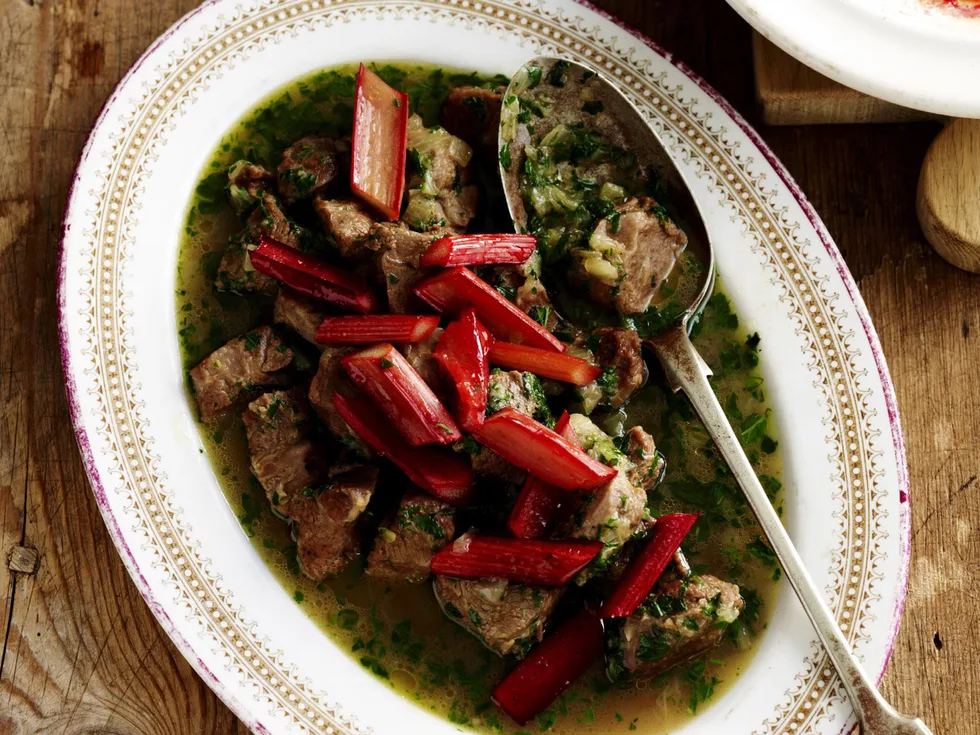 persian lamb with roasted rhubarb