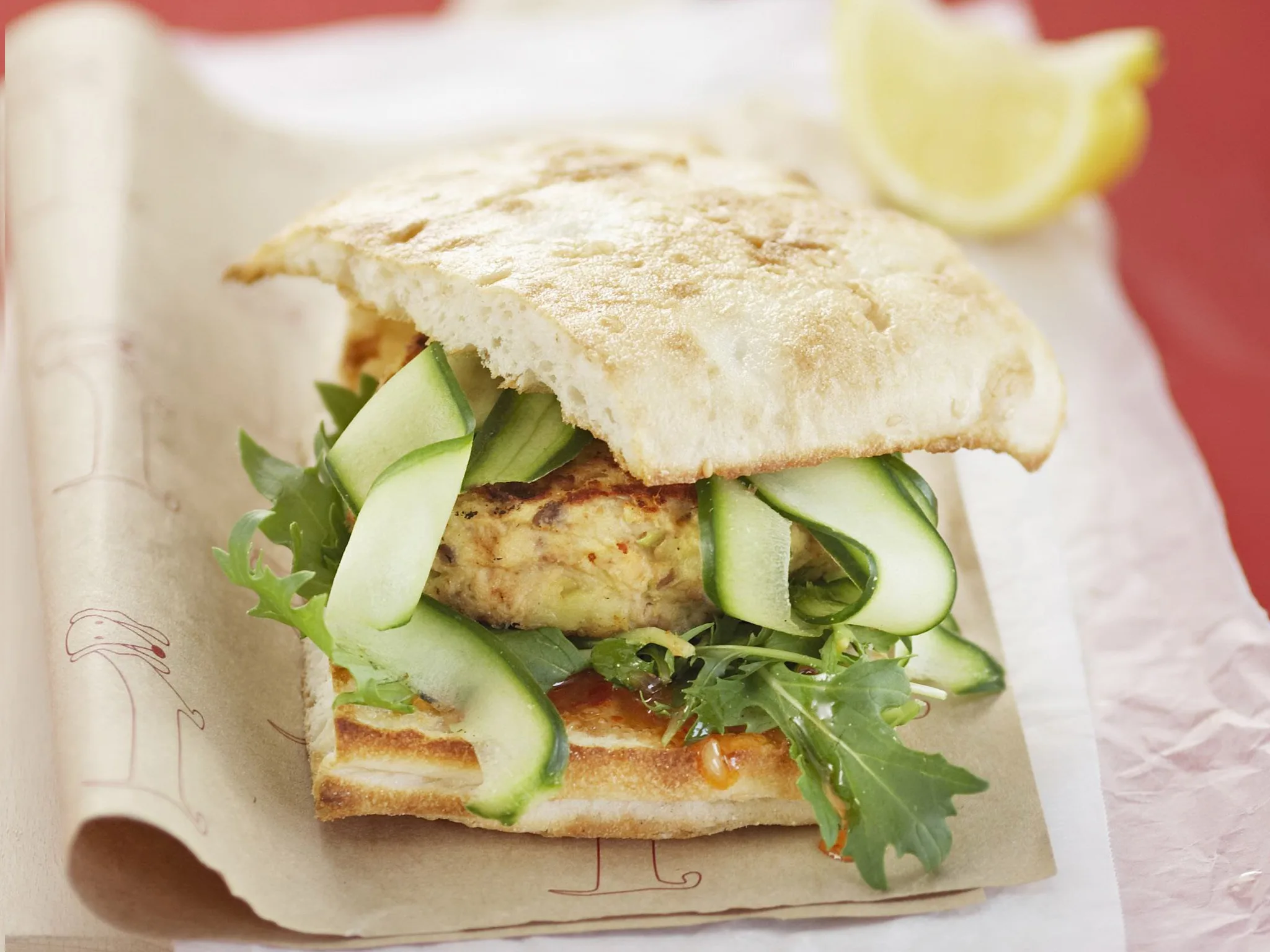 LEMON SALMON PATTIES ON TURKISH