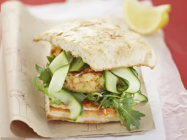 LEMON SALMON PATTIES ON TURKISH