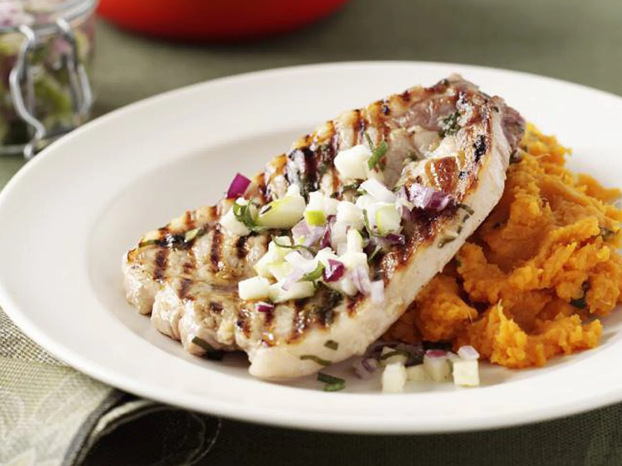 pork steaks with apple salsa