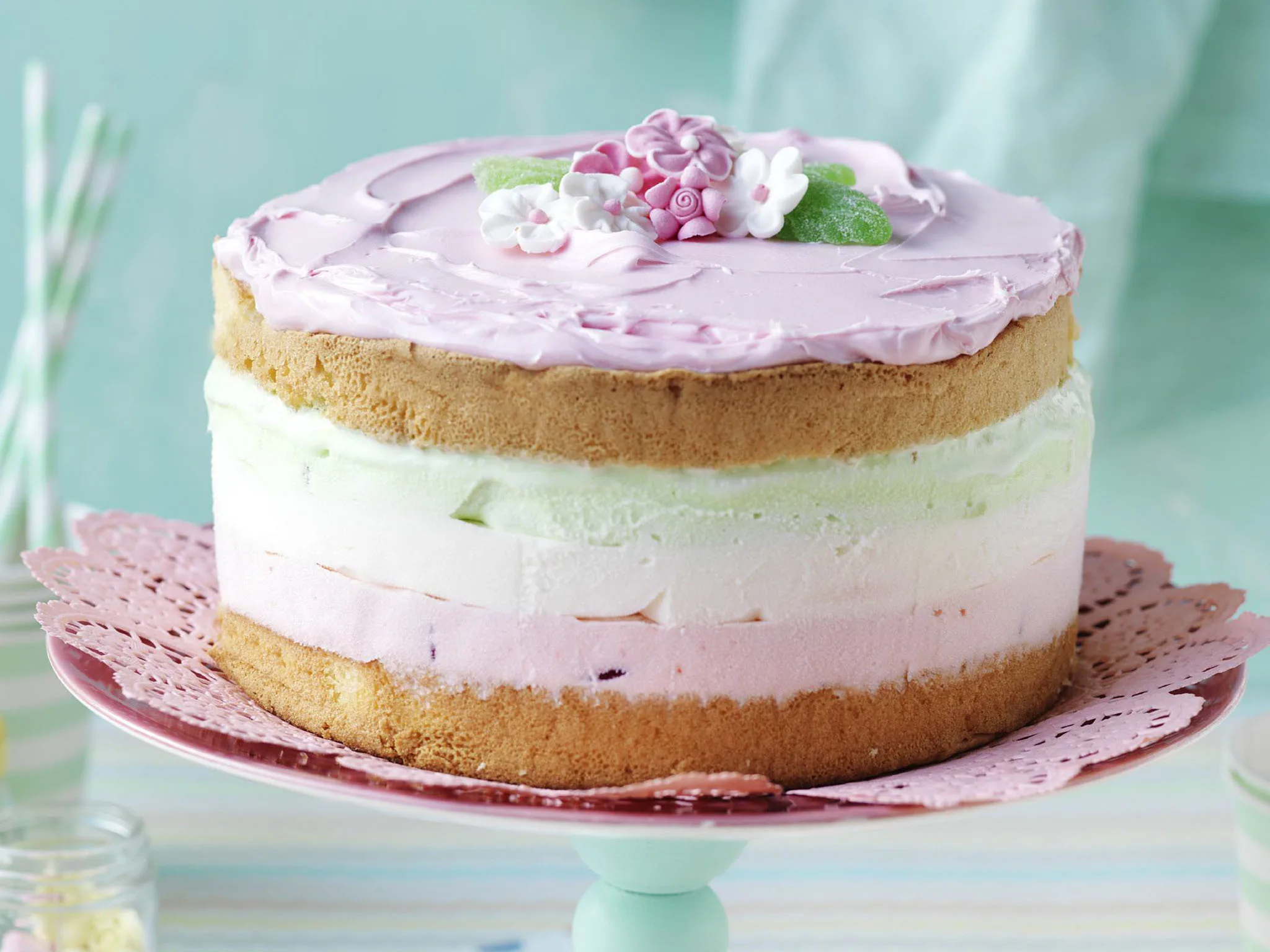 minty raspberry ice-cream cake