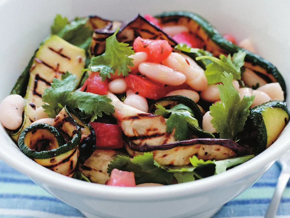 zucchini, eggplant and bean salad