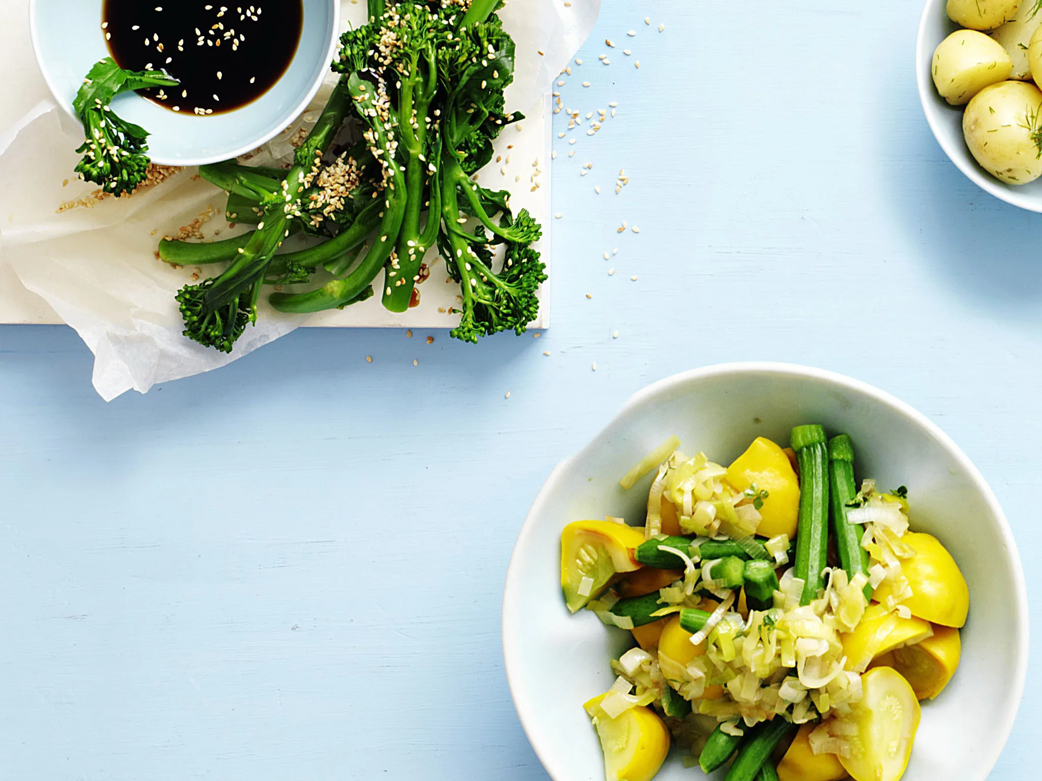 squash and zucchini with leek dressing