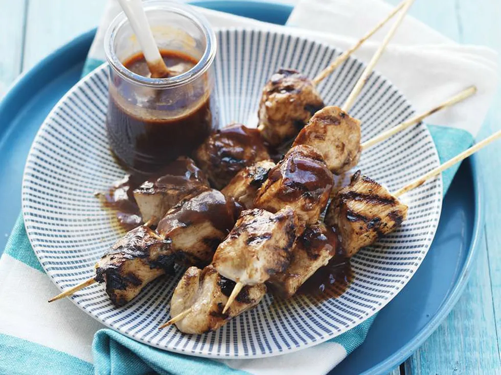 spiced plum chicken kebabs