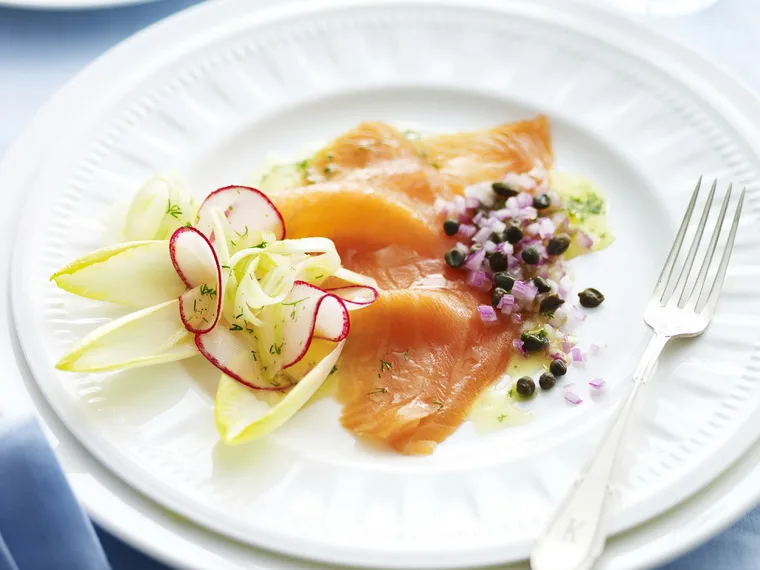 Smoked salmon with capers