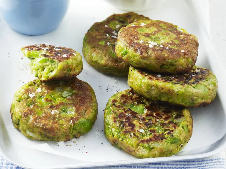 broad bean patties with minted yogurt