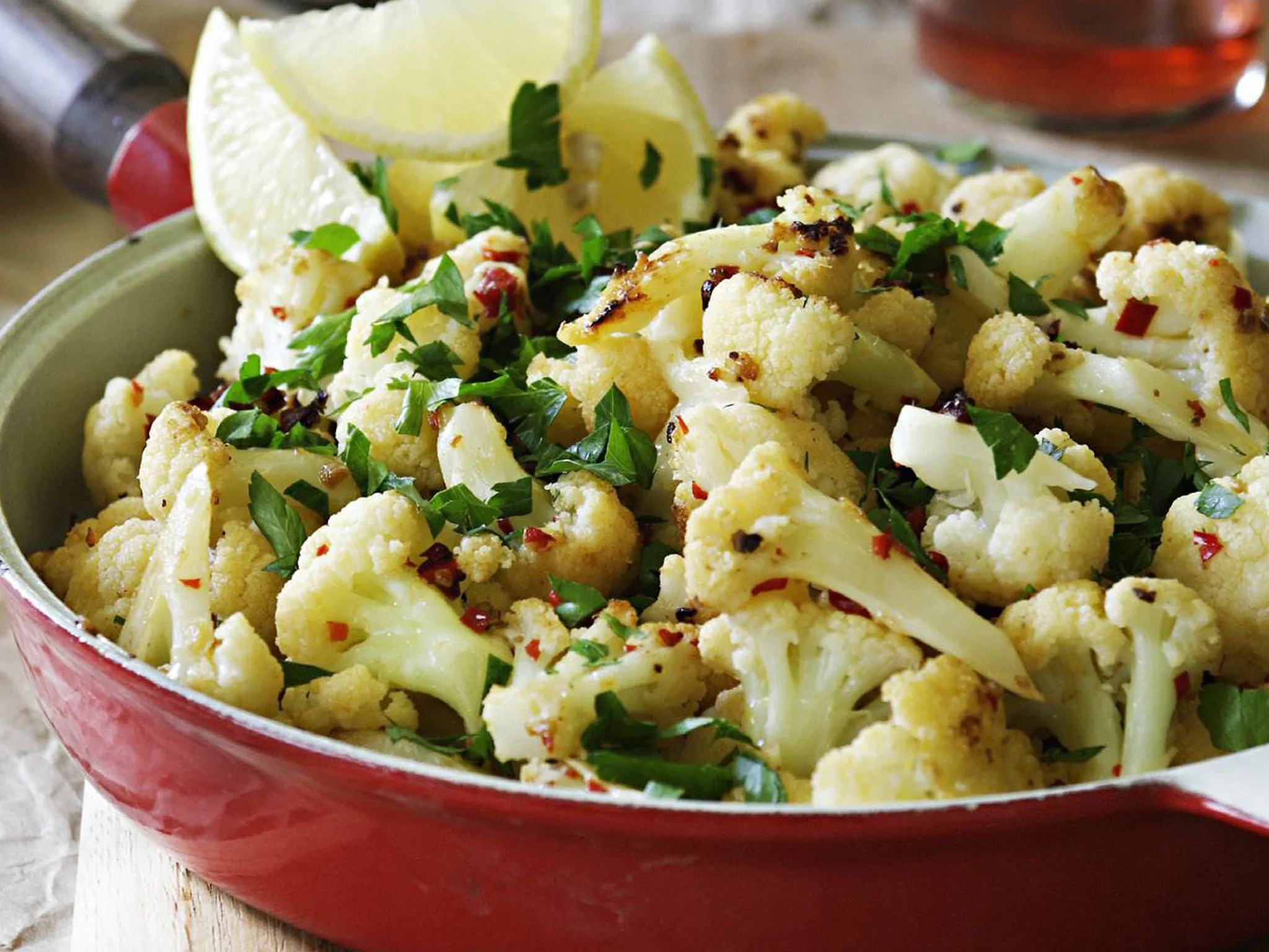 Cauliflower with garlic, chilli and anchovies
