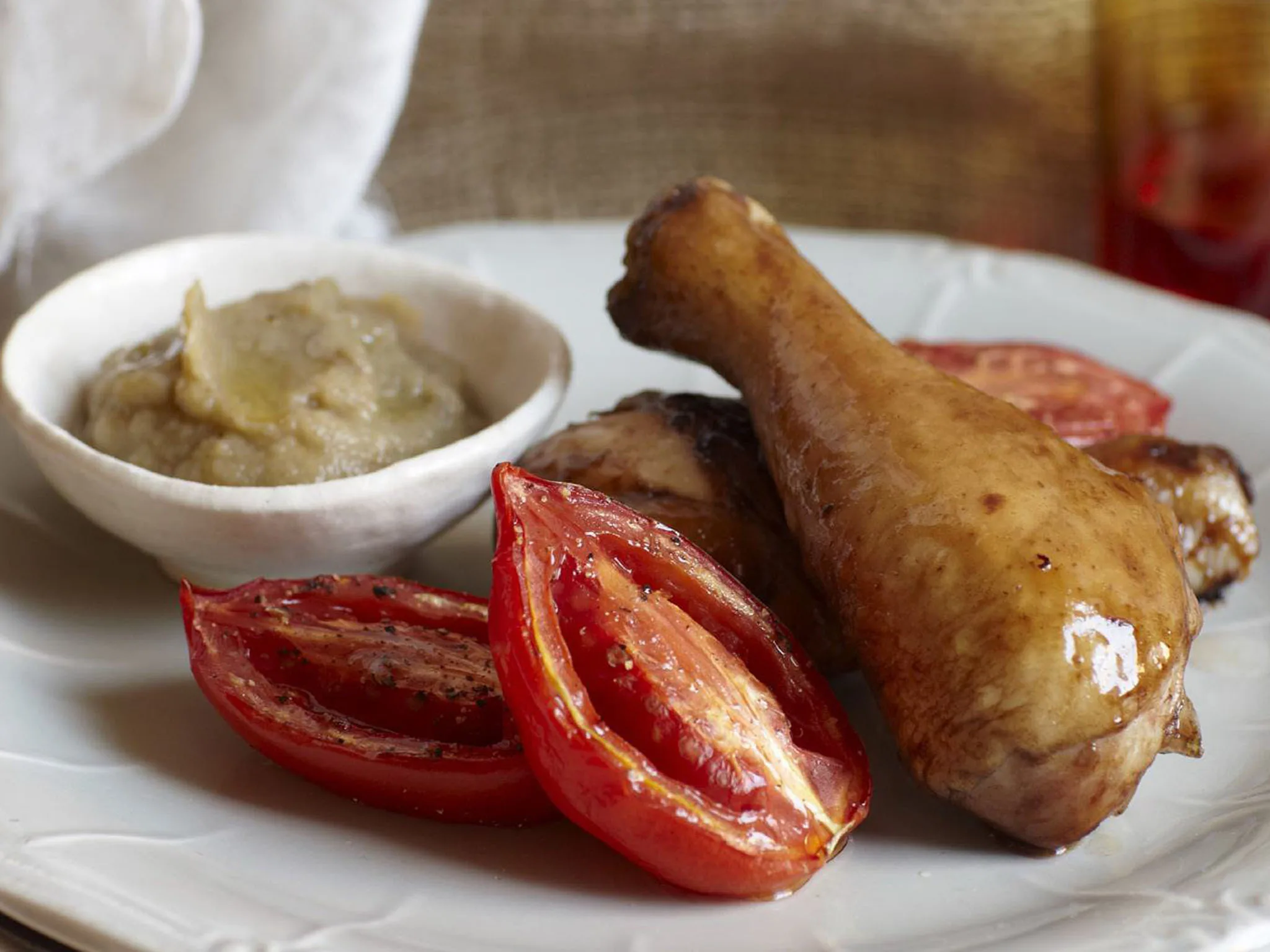 Balsamic chicken with eggplant puree