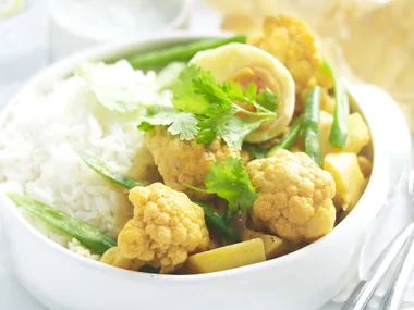 cauliflower, potato and bean curry