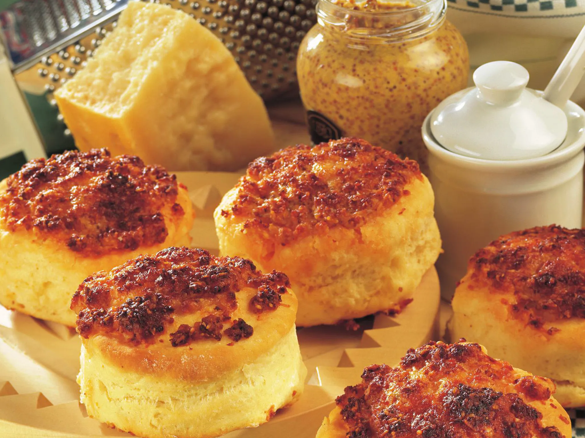 little crusty cheese and mustard dampers