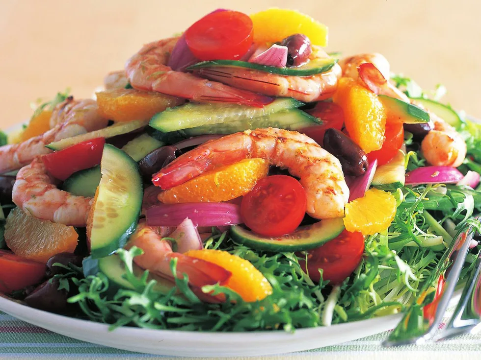 Garlic prawns with citrus salad