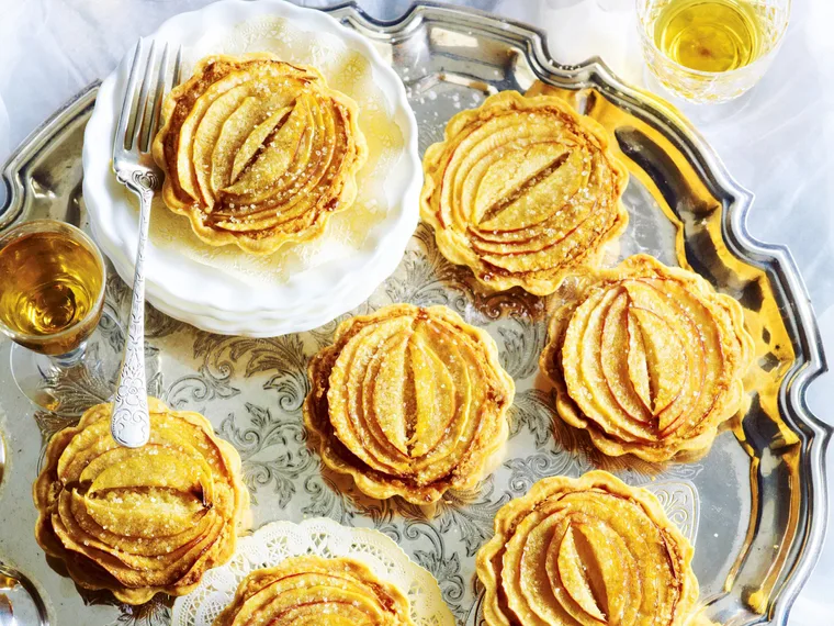 caramelised apple and custard tarts