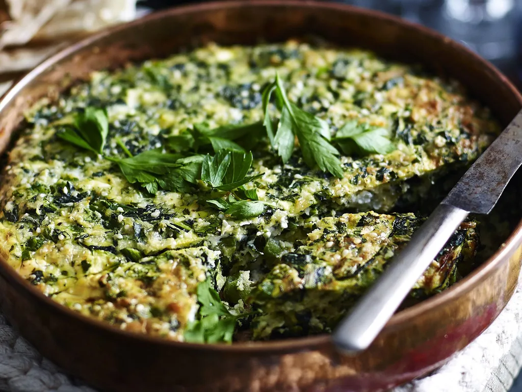 GREEN VEGETABLE PIE WITH YELLOW SPLIT PEA DIP