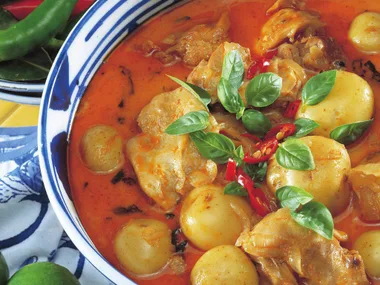 quick  thai-style chicken and   potat toes
