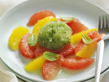 citrus salad with lime and mint granita