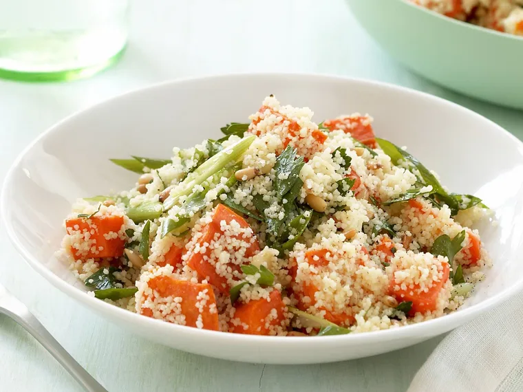 roasted kumara, pine nut and couscous salad