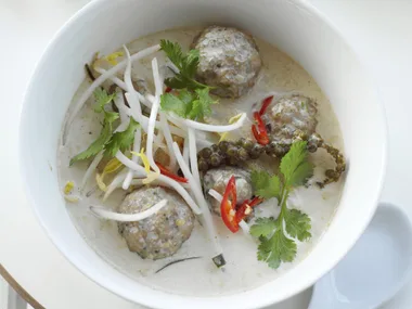 fish ball and green peppercorn red curry