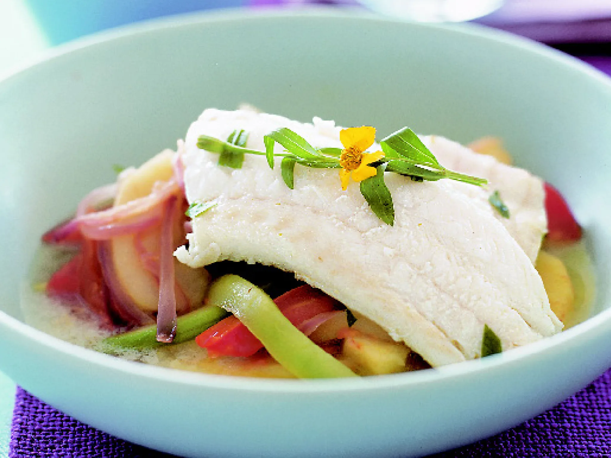braised fish fillets with apple and cucumber salsa