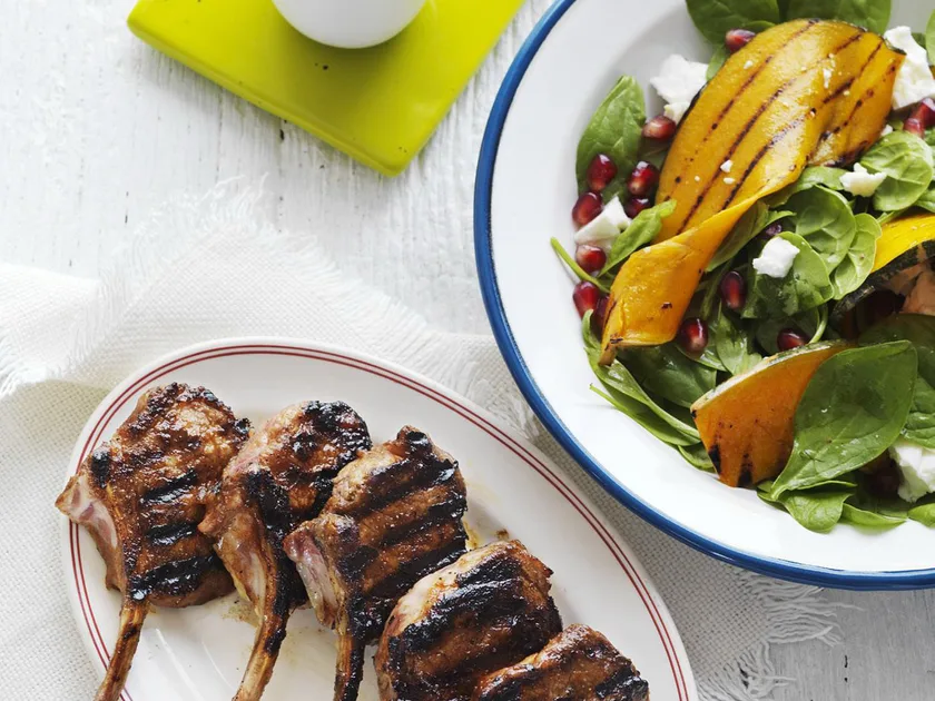 Lamb Cutlets with Pomegranate and Pumpkin Salad