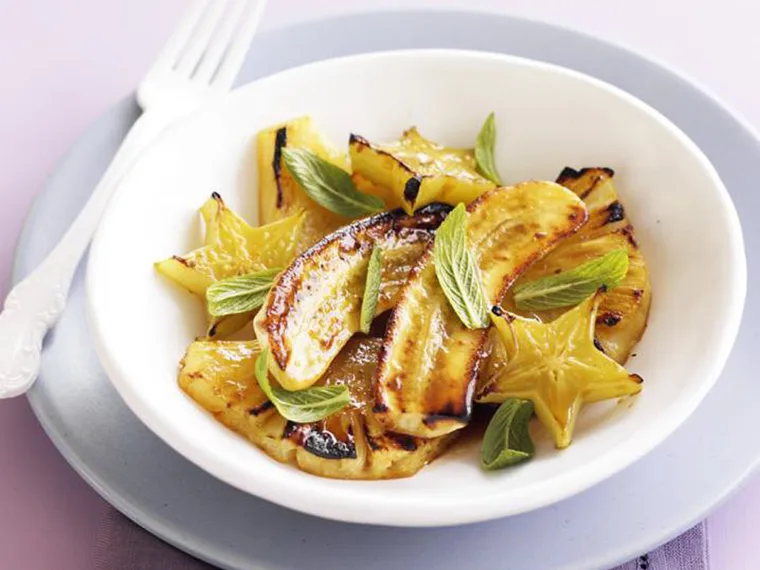ORANGE-GLAZED TROPICAL FRUIT