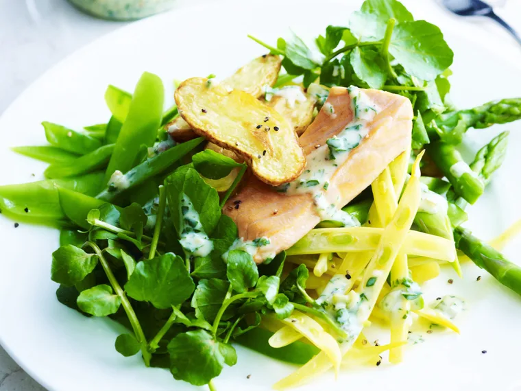 roasted salmon and warm potato salad